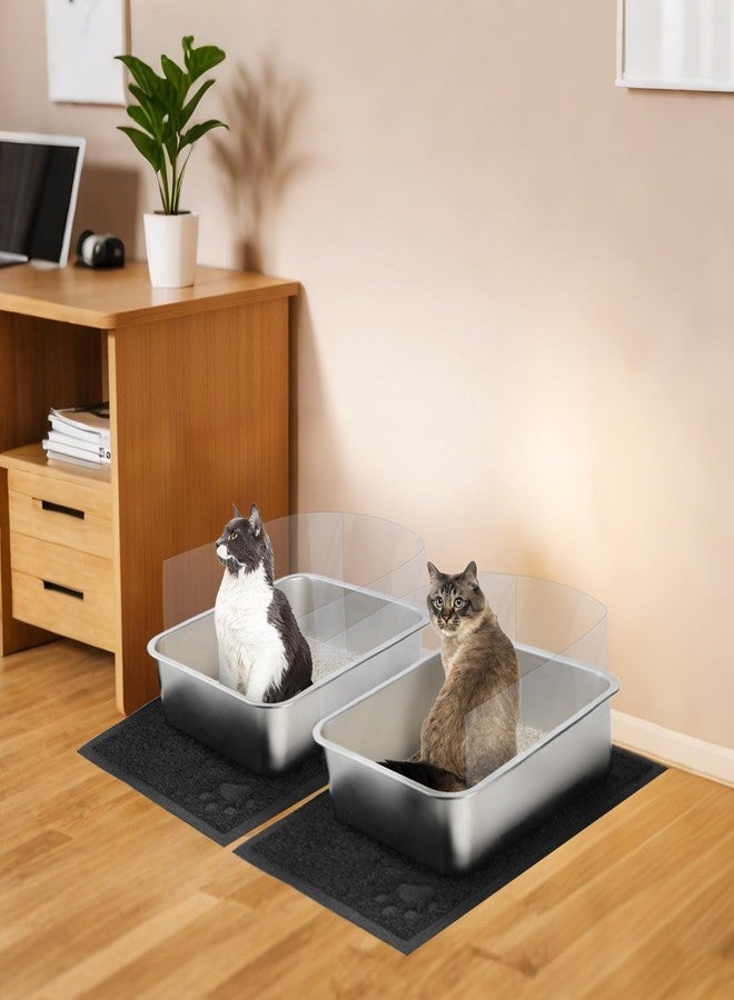 Rypet 2 Set Large Stainless Steel Cat Litter Box, Rust Proof Metal Kitten Litter Tray with Pee Splash Guard and 2 Cats Litters Scoops and 2 Cat Litters Mats Easy to Clean(17.5"*13.6"*6") - Image 3